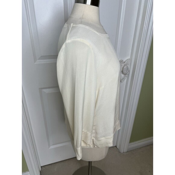 Talbots 100% Pure Silk Vintage Cream Light Academia Boxy Fit Blouse Size 16 - Picture 4 of 11